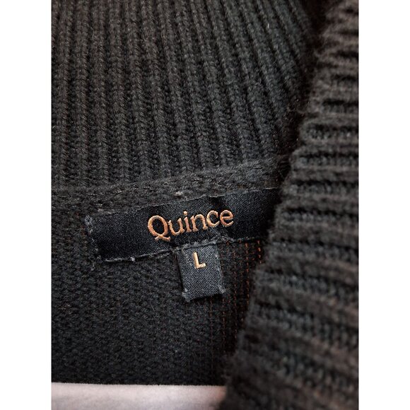Quince Organic Cotton Ribbed Mock Neck Sweater Black Large - Picture 7 of 7